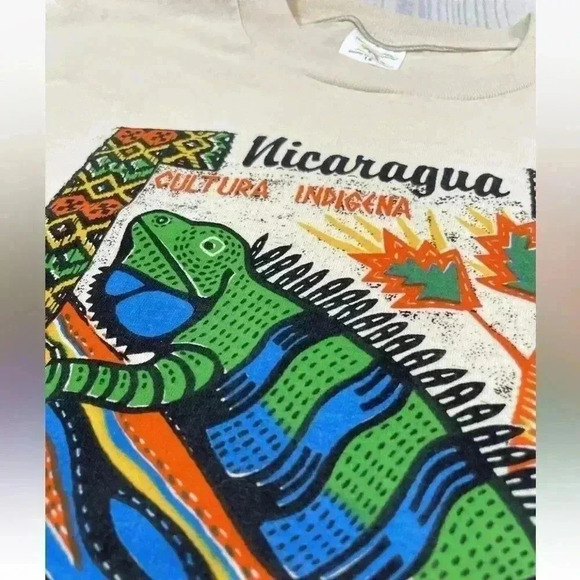 Hawaiian Tropical Iguana Bearded Dragon TAN T Shirt Nicaragua Kids Size 16 NWOT - Picture 9 of 13
